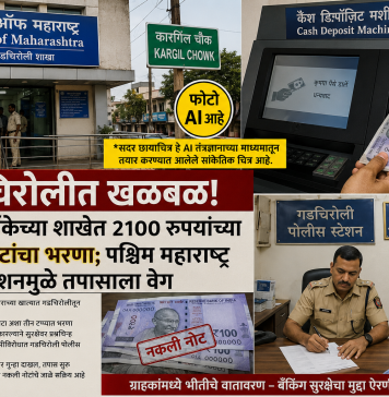 गडचिरोलीत खळबळ! महाराष्ट्र बँकेच्या शाखेत २१०० रुपयांच्या नकली नोटांचा भरणा; पश्चिम महाराष्ट्र कनेक्शनमुळे तपासाला वेग…